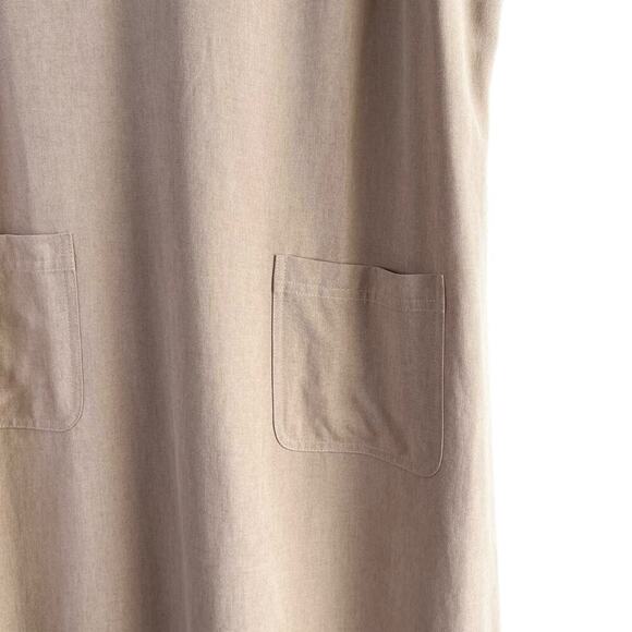 Talbots Linen Blend Scoop Neck Sleeveless Shift Maxi Dress in Tan, Size 16 - Picture 6 of 10